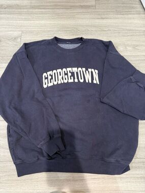 Brandy Melville Navy Crewneck Sweatshirt with White Georgetown Lettering